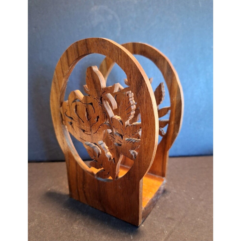 Floral Wooden Laser Cut Napkin/Letter Holder From 2008 Signed